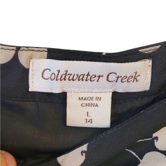 Vintage Coldwater Creek Black and White Cherry Print Pleated Skirt - Picture 3 of 6